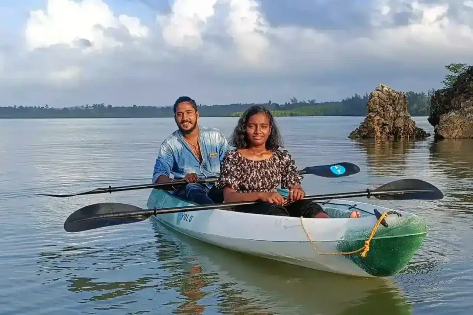 a couple on a kayak