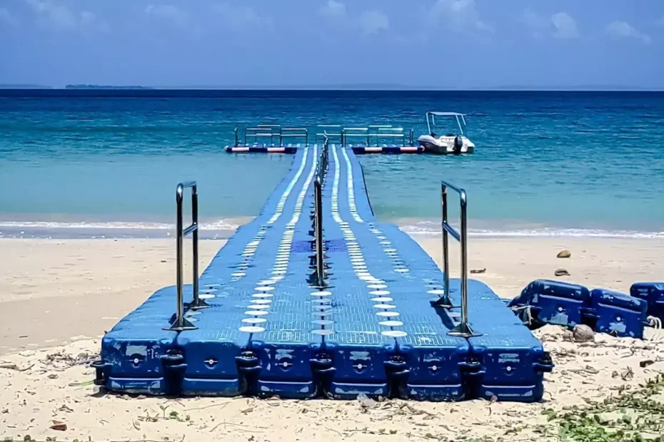 A beach named Lalaji Bay Beach with a floating jetty